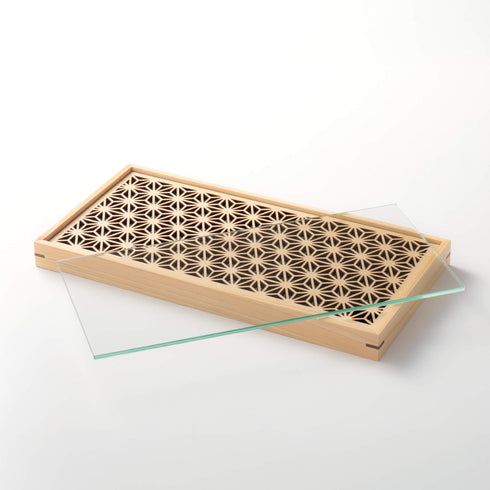 【お供え皿】 ひのき 麻の葉&ガラス SB33