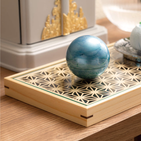 【お供え皿】 ひのき 麻の葉&ガラス SB33