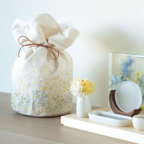 【骨壺カバー】刺繍巾着 つむぎ SBK01