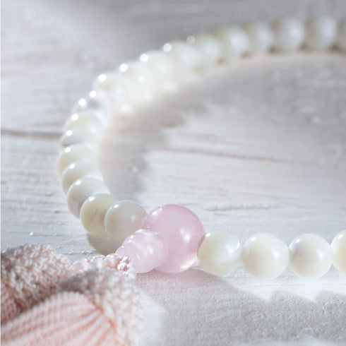 【念珠】蝶貝 片手 紅水晶仕立 本絹頭房 SN002