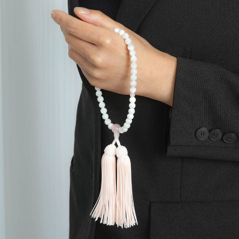 【念珠】蝶貝 片手 紅水晶仕立 本絹頭房 SN002