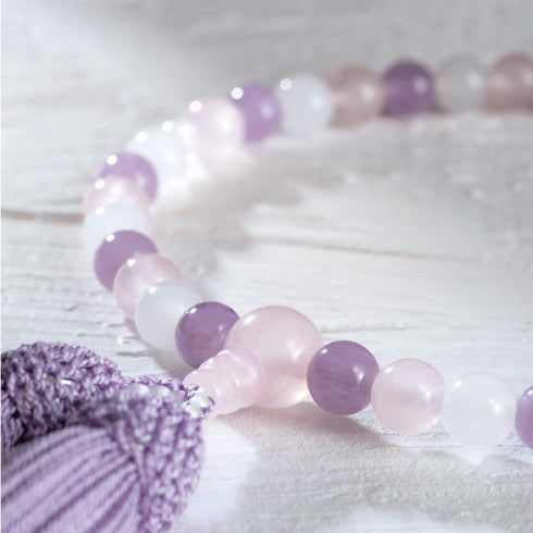 【念珠】淡貴石 片手7mm 紅水晶仕立 本絹頭房 SN003