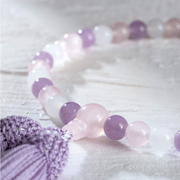 【念珠】淡貴石 片手7mm 紅水晶仕立 本絹頭房 SN003