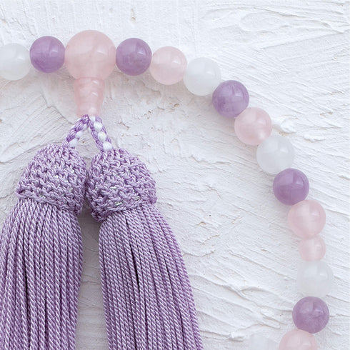 【念珠】淡貴石 片手7mm 紅水晶仕立 本絹頭房 SN003