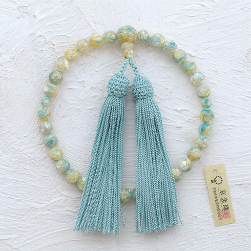 【念珠】ミックスシェル片手 共仕立 本絹頭房 SN006