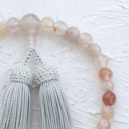 【念珠】桜瑪瑙 片手8mm 共仕立 本絹頭房 SN008