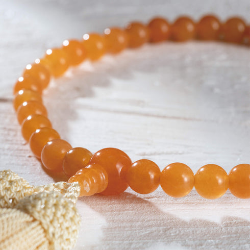 【念珠】オレンジアベンチュリン片手7mm 共仕立 本絹頭房 SN009