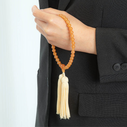 【念珠】オレンジアベンチュリン片手7mm 共仕立 本絹頭房 SN009