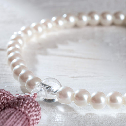 【念珠】再生パール片手7mm P仕立 人絹頭房灰桜 SN010