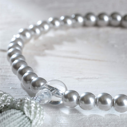 【念珠】再生グレーパール片手7mm P仕立 人絹頭房グレー SN011