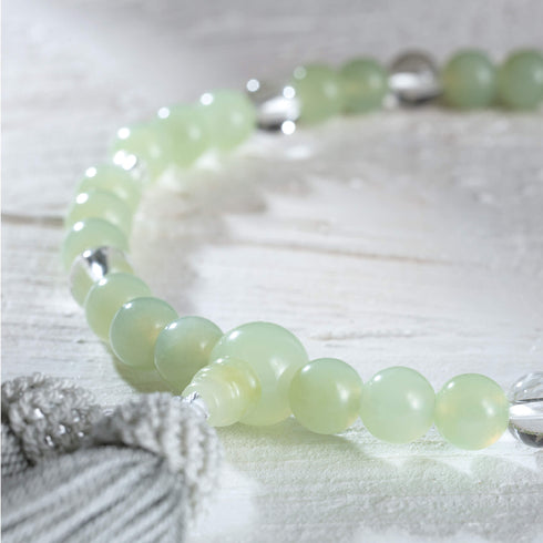 【念珠】ニュージェイド片手7mm 水晶 本絹頭房 SN012