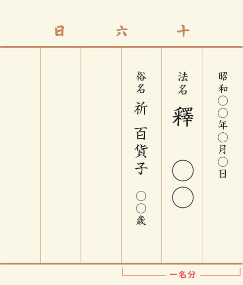 【過去帳/単品販売不可商品】過去帳中紙への名入れ印刷(有料オプション)