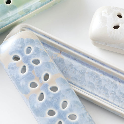 【香炉】花結晶 寝かせる線香皿 清水焼 中 SB68