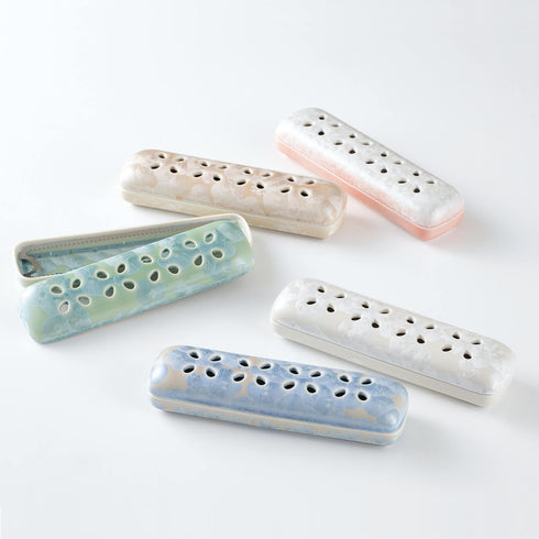 【香炉】花結晶 寝かせる線香皿 清水焼 中 SB68