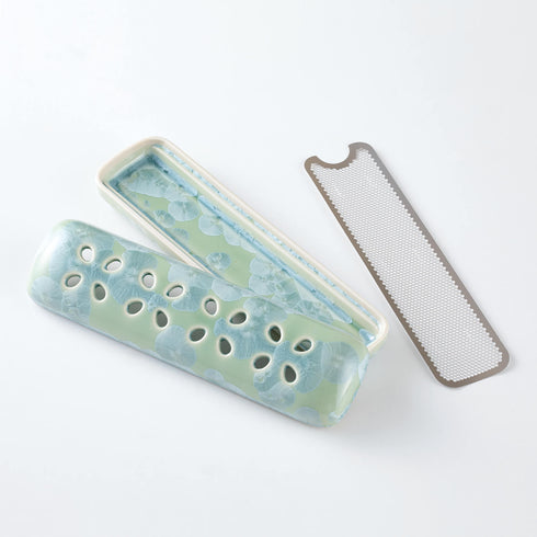 【香炉】花結晶 寝かせる線香皿 清水焼 中 SB68