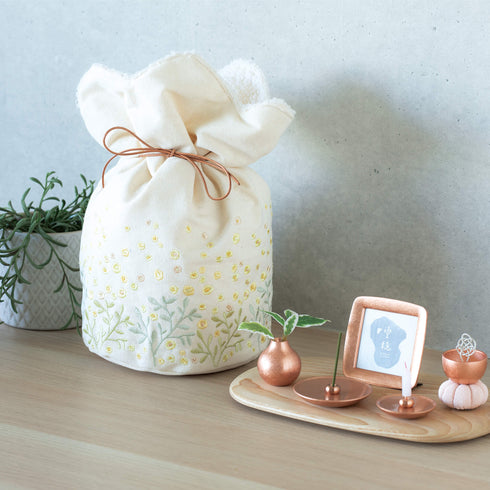 【骨壺カバー】刺繍巾着  つむぎ  SBK01