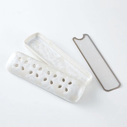 【香炉】花結晶　寝かせる線香皿　清水焼　中　 SB68