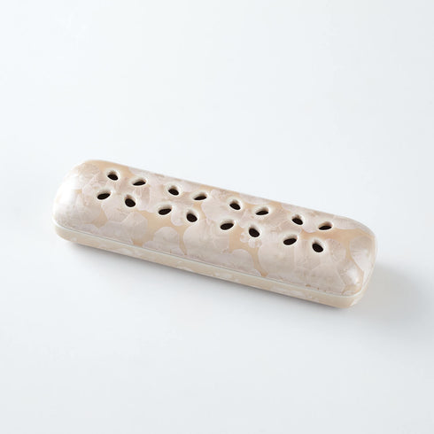 【香炉】花結晶　寝かせる線香皿　清水焼　中　 SB68