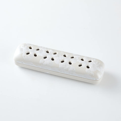 【香炉】花結晶　寝かせる線香皿　清水焼　中　 SB68